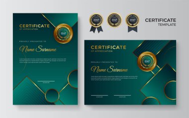 Profesyonel iş yeşil sertifika tasarım şablonu