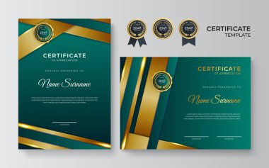 Profesyonel iş yeşil sertifika tasarım şablonu