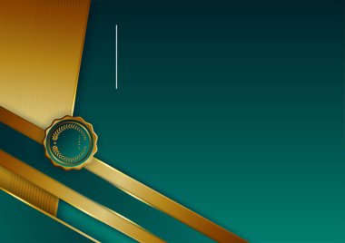 Koyu yeşil altın soyut arkaplan modern sertifika ve tasarım minimalisti. İş dünyası, şirket, kurum, parti, şenlik, seminer ve görüşmeler için uygun.