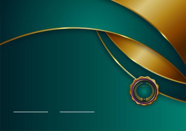 Koyu yeşil altın soyut arkaplan modern sertifika ve tasarım minimalisti. İş dünyası, şirket, kurum, parti, şenlik, seminer ve görüşmeler için uygun.