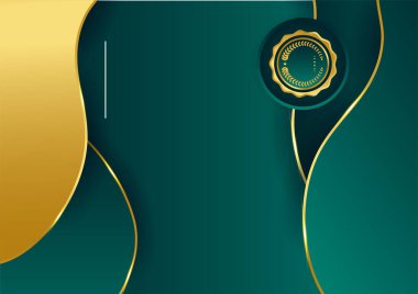 Koyu yeşil altın soyut arkaplan modern sertifika ve tasarım minimalisti. İş dünyası, şirket, kurum, parti, şenlik, seminer ve görüşmeler için uygun.