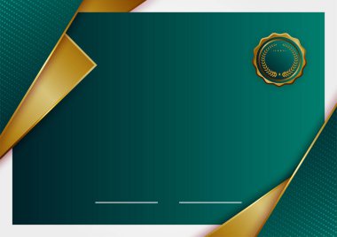 Koyu yeşil altın soyut arkaplan modern sertifika ve tasarım minimalisti. İş dünyası, şirket, kurum, parti, şenlik, seminer ve görüşmeler için uygun.