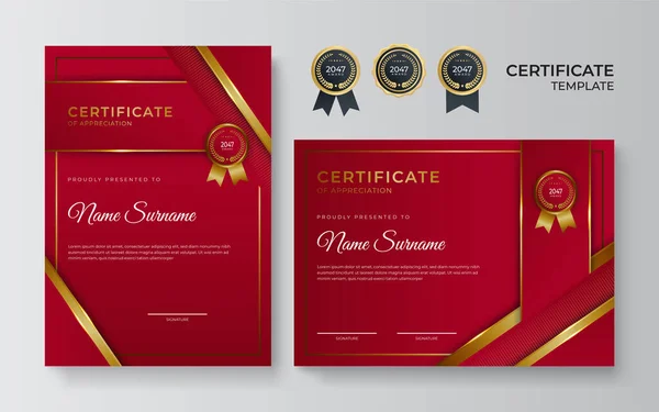 Modern Blue Certificate Template Border Award Diploma Printing Blue Gold — Stock Vector