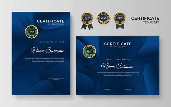 Modelo Certificado Azul Moderno Fronteira Para Prêmio Diploma Impressão Certificado —  Vetores de Stock