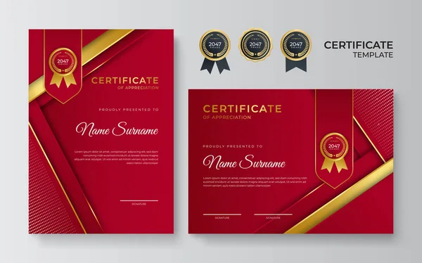 Modelo Design Certificado Ouro Vermelho Profissional —  Vetores de Stock