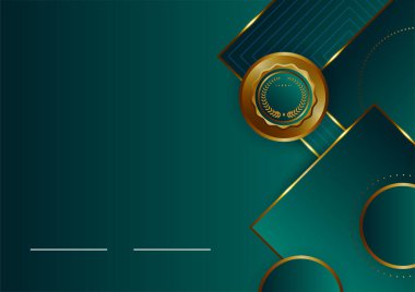 Koyu yeşil altın soyut arkaplan modern sertifika ve tasarım minimalisti. İş dünyası, şirket, kurum, parti, şenlik, seminer ve görüşmeler için uygun.