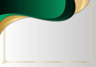 Koyu yeşil altın soyut arkaplan modern sertifika ve tasarım minimalisti. İş dünyası, şirket, kurum, parti, şenlik, seminer ve görüşmeler için uygun.