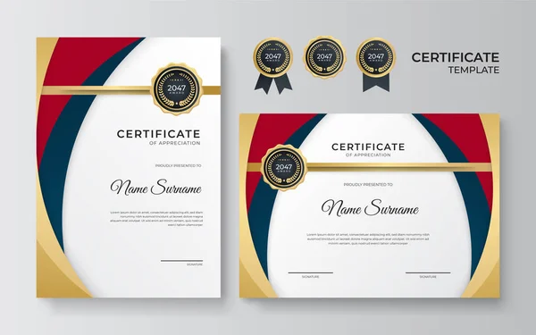 Modelo Certificado Vermelho Moderno Fronteira Para Prêmio Diploma Impressão Certificado — Vetor de Stock
