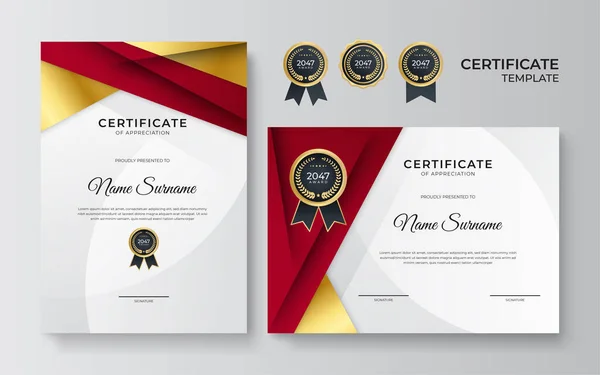 Modèle Certificat Rouge Moderne Frontière Pour Attribution Diplôme Impression Modèle — Image vectorielle