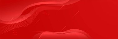 modern dalga kırmızı soyut pankart tasarımı arka plan. 3D örtüşen katman ve dalga şekilleriyle soyut kırmızı pankart arkaplanı
