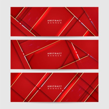 Modern Geometrik blok kırmızı soyut sancak tasarımı arkaplan kümesi