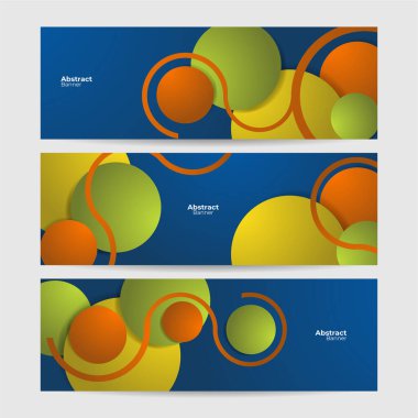 Circle Geometric mavi soyut sancak tasarımı arkaplan kümesi