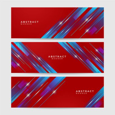 Modern ışık çizgisi kırmızı mavi soyut pankart tasarımı arkaplanı