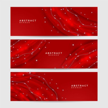 Modern ışık dalgası kırmızı soyut pankart tasarımı arkaplanı