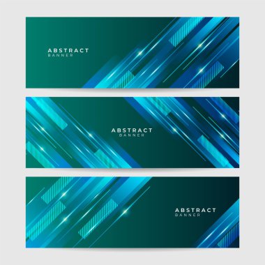 Modern ışık çizgisi yeşil mavi soyut pankart tasarımı arkaplanı