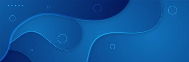 Modern dalga mavi soyut pankart tasarımı seti
