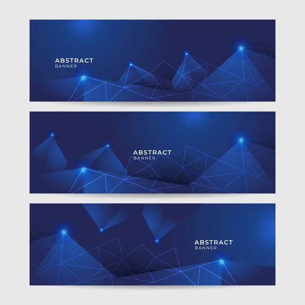 Conjunto Línea Geométrica Moderna Azul Abstracto Banner Diseño Fondo Fondo — Archivo Imágenes Vectoriales