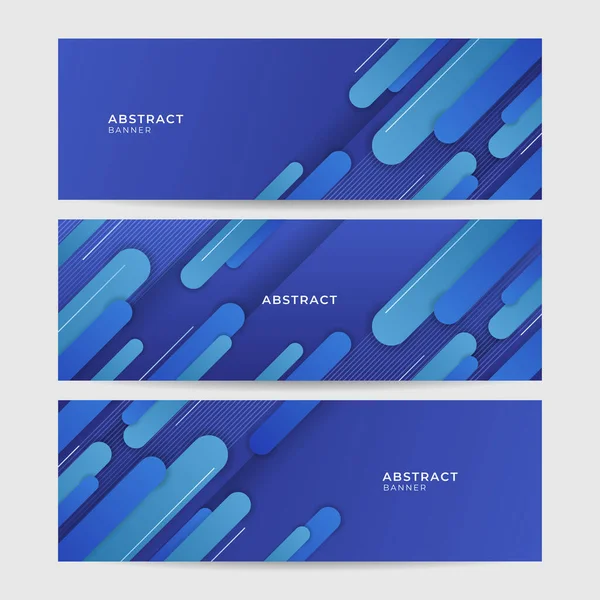 Set Modern Geometric Fluid Blue Abstract Banner Design Background Blue — ストックベクタ