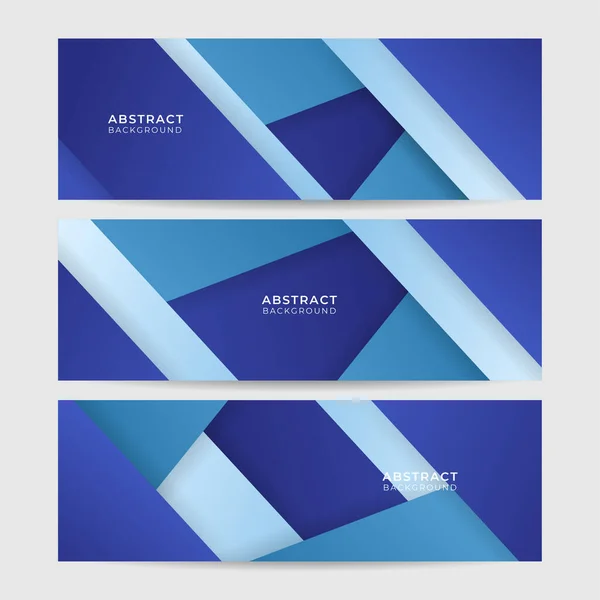 Set Modern Geometric Line Shape Blue Abstract Banner Design Background — ストックベクタ