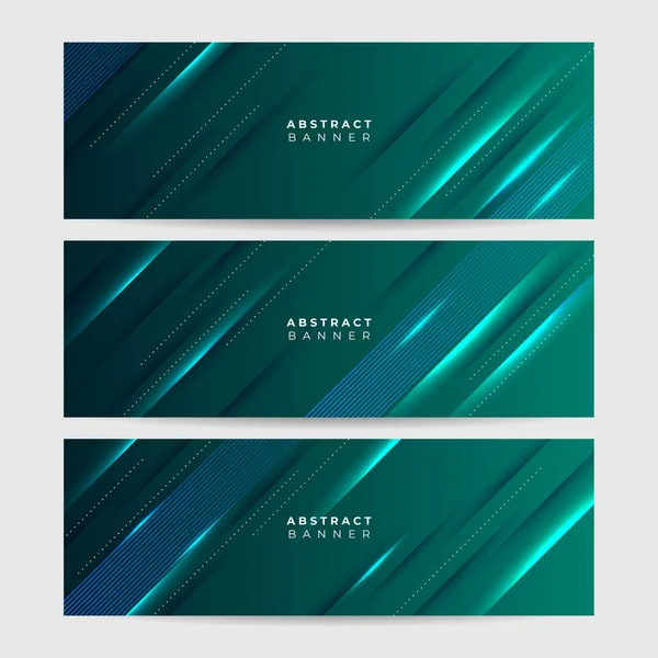 Set Modern Light Green Abstract Banner Design Background — ストックベクタ