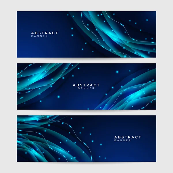 Set Von Modernen Hellen Welle Blau Abstrakten Banner Design Hintergrund — Stockvektor