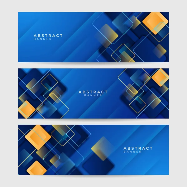 Set Modern Memphis Geometric Blue Colorful Abstract Banner Design Background — ストックベクタ