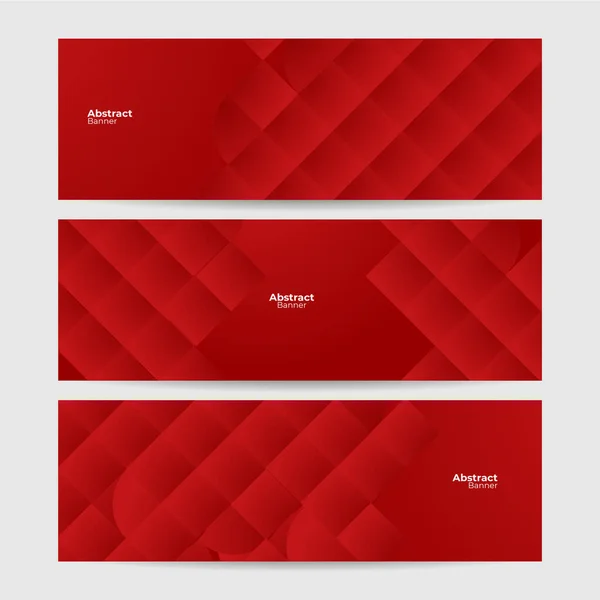 Conjunto Forma Geométrica Rojo Abstracto Banner Diseño Fondo — Vector de stock