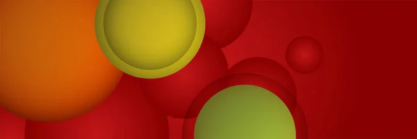 Círculo Geométrico Rojo Verde Abstracto Banner Diseño Fondo — Vector de stock