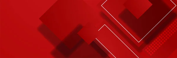 Bloco Geométrico Vermelho Abstrato Banner Design Fundo — Vetor de Stock