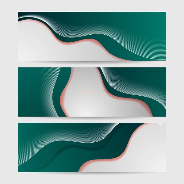 一套现代波浪绿色抽象横幅设计背景 — 图库矢量图片
