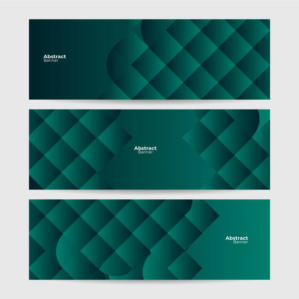 Set Van Geometrische Groene Abstracte Banner Design Achtergrond — Stockvector