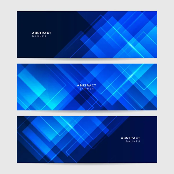 Set Von Überlappungen Memphis Geometrische Blau Abstrakte Banner Design Hintergrund — Stockvektor