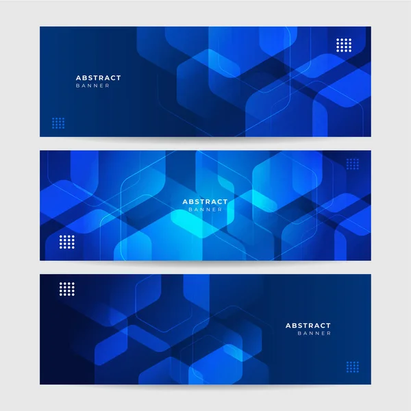 Jeu Chevauchement Memphis Géométrique Bleu Abstrait Bannière Design Fond — Image vectorielle
