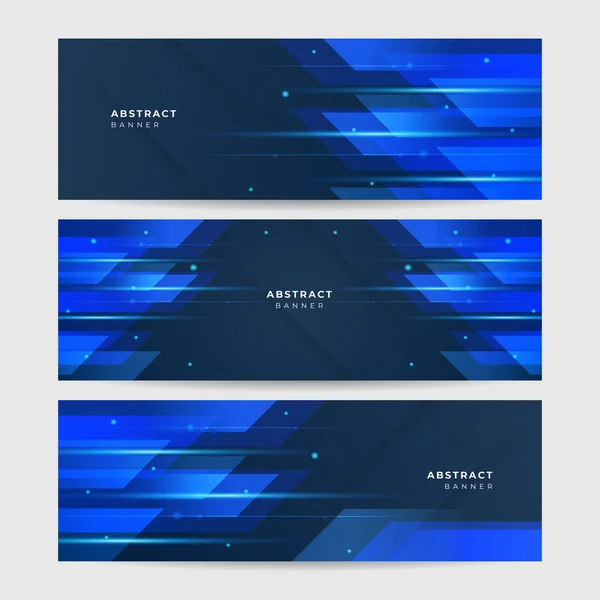 Set Modern Light Blue Abstract Banner Design Background — Stock Vector