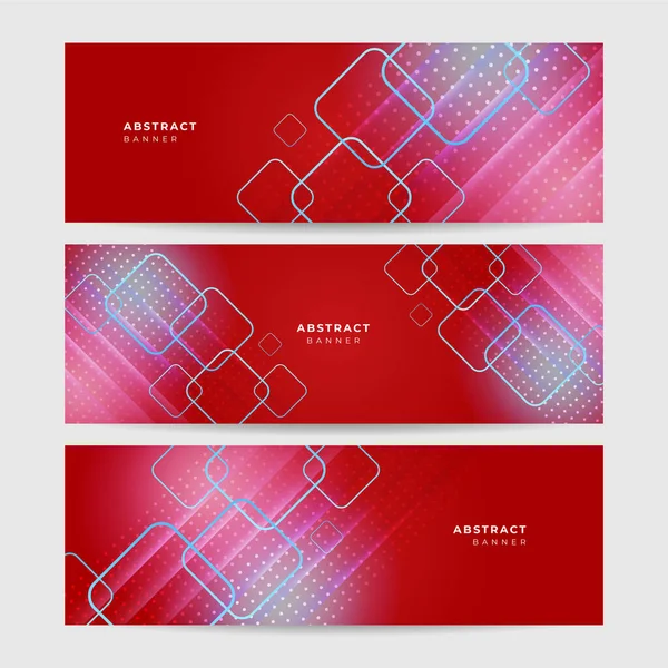 Conjunto Moderno Memphis Geométrico Rojo Abstracto Banner Diseño Fondo — Vector de stock