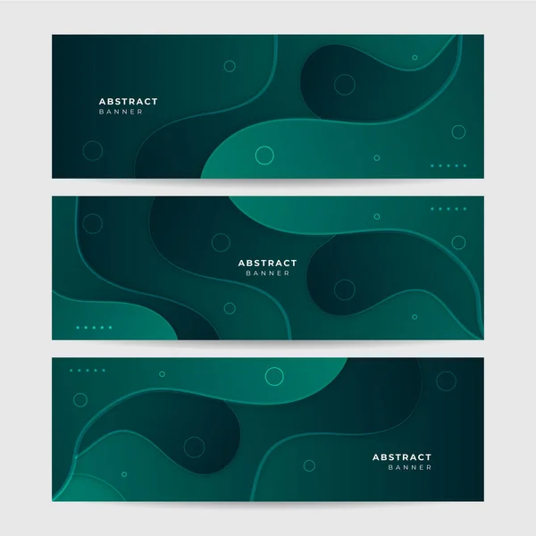 Set Von Modernen Wave Green Abstrakten Banner Design Hintergrund — Stockvektor