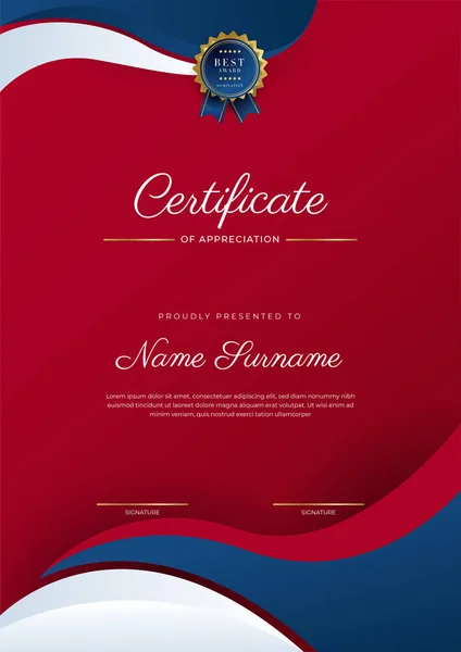 Modelo Concessão Certificado Diploma Elegante Vermelho Escuro Dourado Vetor  de ©salmanalfa 630672394, image size:424x600