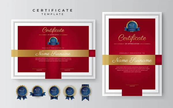 Certificate Appreciation Template Gold Red Color Clean Modern Certificate Gold — Stock Vector