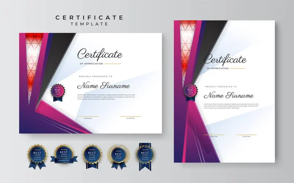Donkerpaars Roze Gouden Certificaat Van Prestatie Border Template Met Luxe — Stockvector