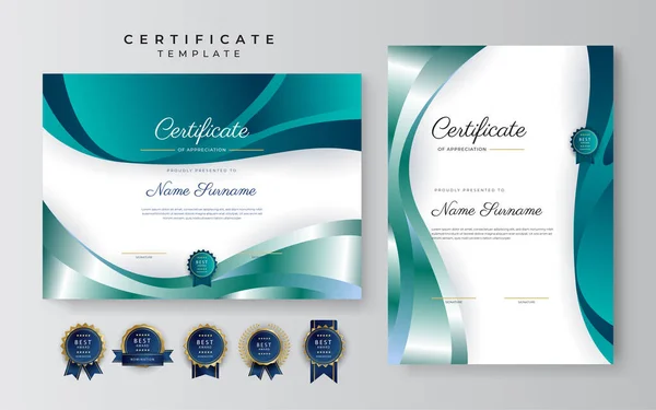 Black Green Gold Certificate Achievement Border Template Luxury Badge Modern — Image vectorielle