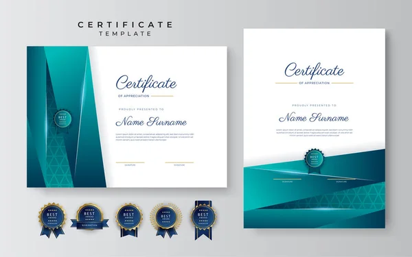 Black Green Gold Certificate Achievement Border Template Luxury Badge Modern — Wektor stockowy