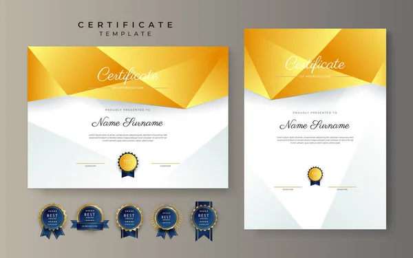 Orange Yellow Black Certificate Achievement Border Template Luxury Badge Modern — Stock Vector