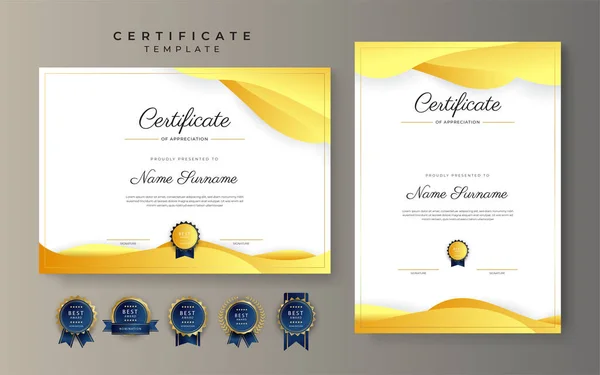 Orange Yellow Black Certificate Achievement Border Template Luxury Badge Modern — Vector de stock