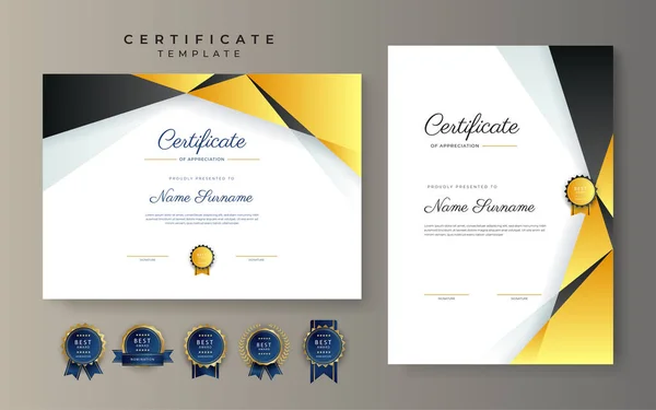 Orange Yellow Black Certificate Achievement Border Template Luxury Badge Modern — Stock vektor