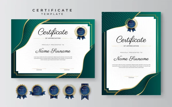 Green Black Gold Certificate Achievement Border Template Luxury Badge Modern — Archivo Imágenes Vectoriales