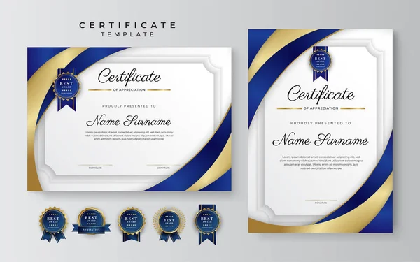 Red Gold Certificate Achievement Border Template Luxury Badge Modern Line — Vettoriale Stock