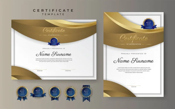 Premium Gold Certificate Achievement Border Template Luxury Badge Modern Line — Vector de stock