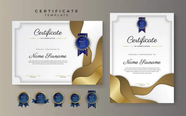 Premium Gold Certificate Achievement Border Template Luxury Badge Modern Line — Wektor stockowy