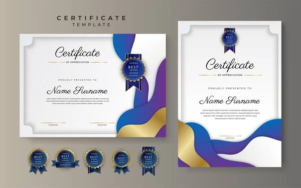 Modern Blue Pink Red Technology Certificate Achievement Border Template Luxury — стоковый вектор