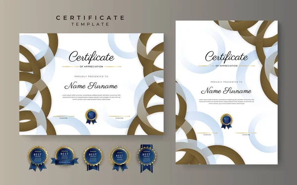 Premium Gold Certificate Achievement Border Template Luxury Badge Modern Line — Stock vektor
